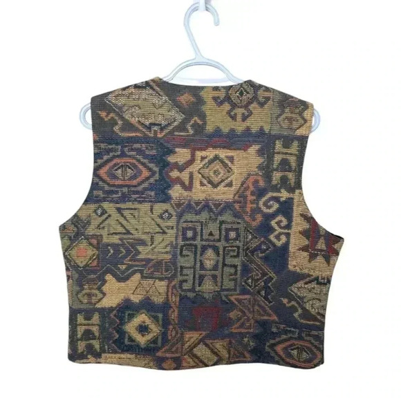 Vintage Deborah Murray Abstract Tapestry Western Vest Size L/G Made in Canada - Picture 2 of 9